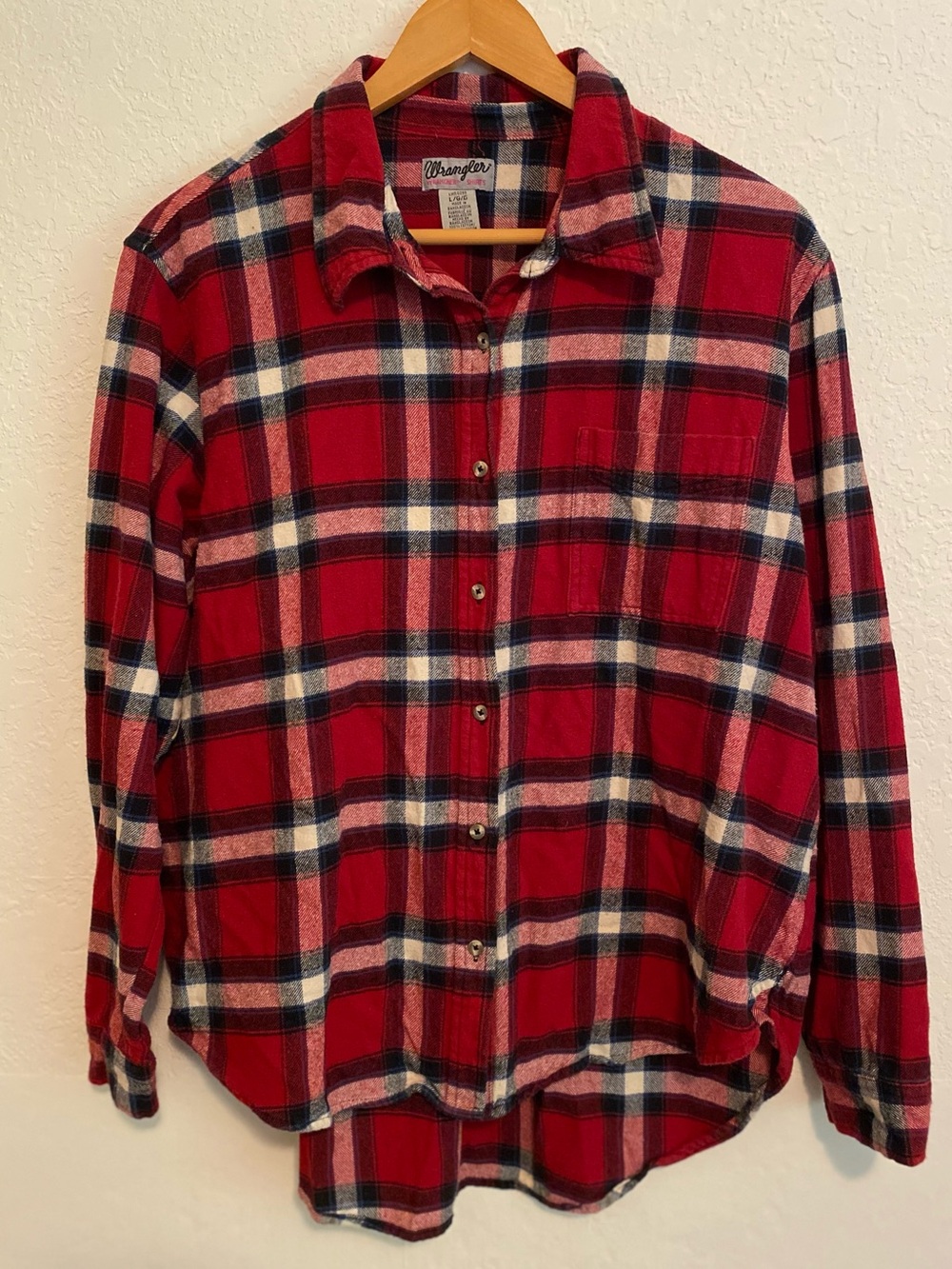 Wrangler “Wrancher” Boyfriend Flannel Button Down Relaxed Fit Shirt Women’s L
